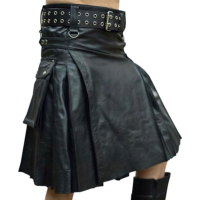 modern black leather kilt