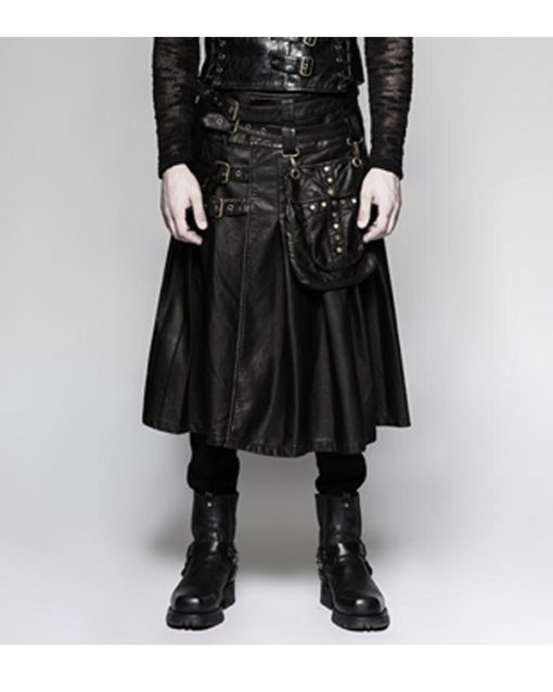 Real Leather Black Kilt