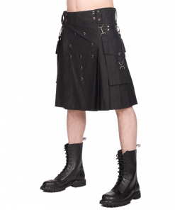 This is the finest quality Scottish Man Kilt available for sale because it is manufacture with the original material. Buy this Black Utility Pistol Kilt