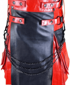 Fashion Red Leather Kilt