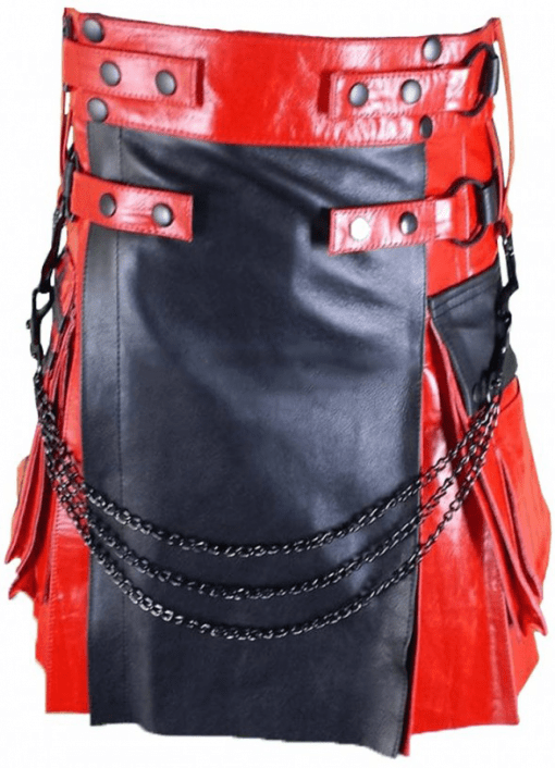 Fashion Red Leather Kilt