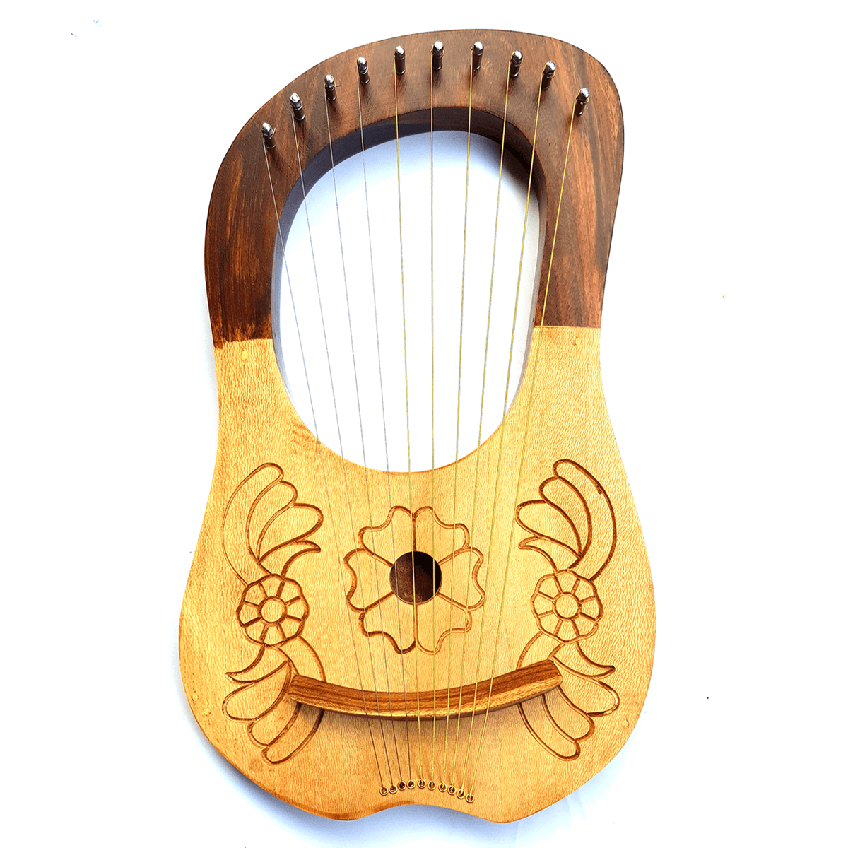 New Flower Design 10 Strings Ash Wood Lyre Harp