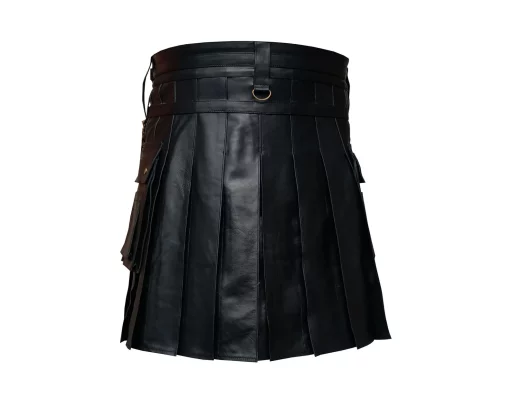 Black Leather Kilt For Men