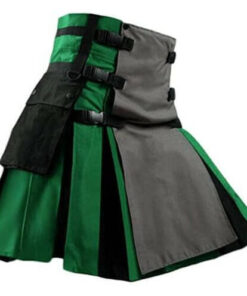 Fashion Green Black Utility Kilt